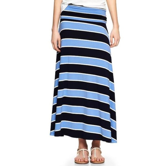Gap Foldover Maxi Skirt Gray Medium/Blue Xsmall - Picture 2 of 2